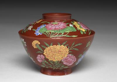 图片[2]-Yixing lidded bowl with four-seasons flower decoration in painted enamels, Qing dynasty, Kangxi reign (1662-1722)-China Archive